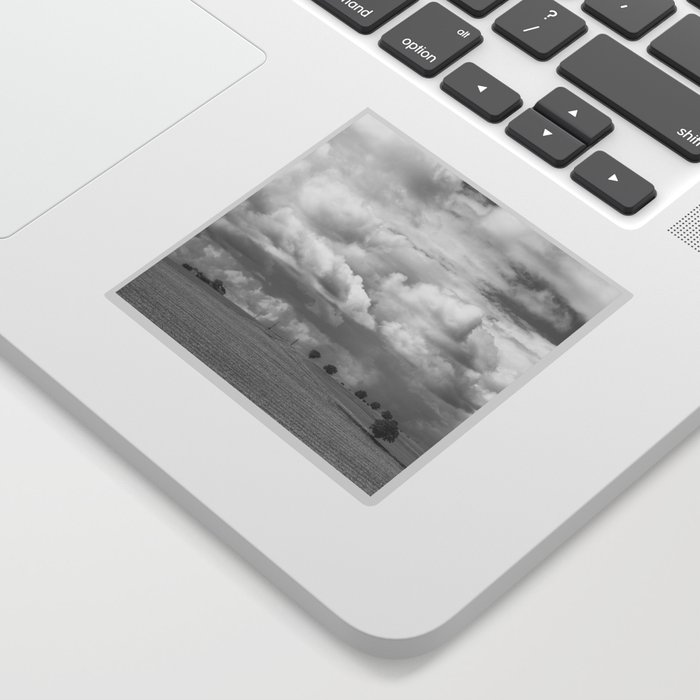 Dark black and white clouds over a Tuscan landscape art print - Italy nature and travel photography Sticker