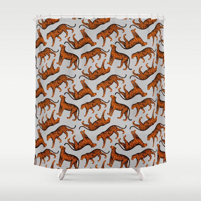 Tigers (Grey and Orange) Shower Curtain