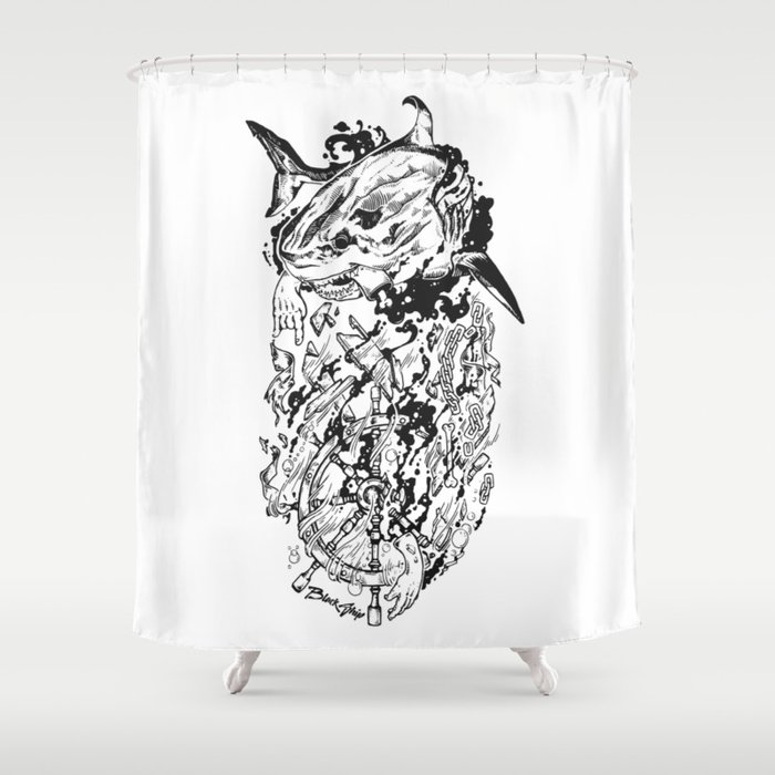 Shark Shower Curtain By Blackshiptee Society6