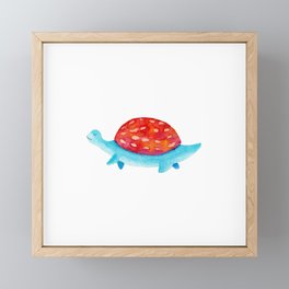 Red and blue dino | watercolor children illustration Framed Mini Art Print