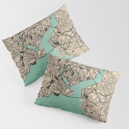 Istanbul City Map of Turkey - Vintage Pillow Sham