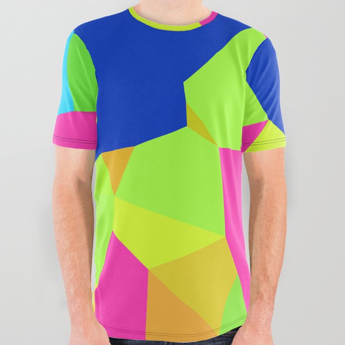 Blue and pink graphic tee top