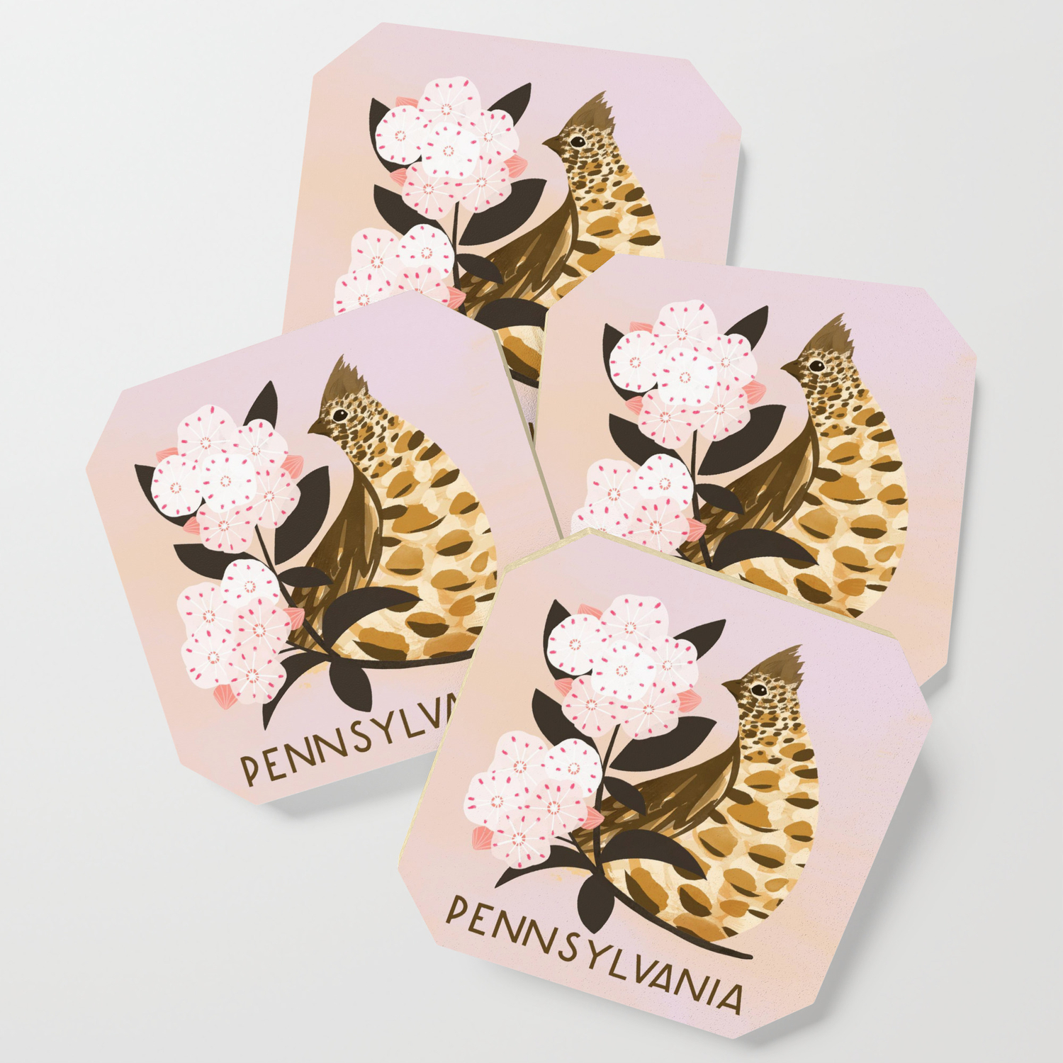 Pennsylvania State Bird And Flower Coaster By Sferone Society6