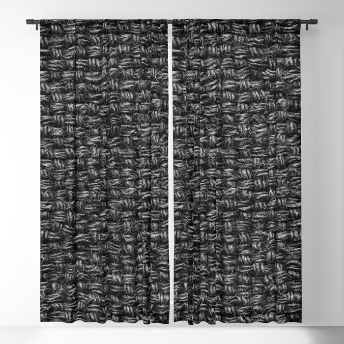 Black Burlap Textile Blackout Curtain