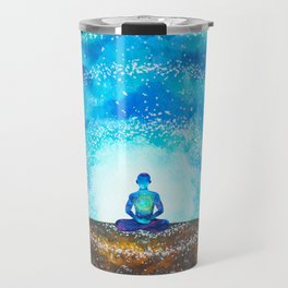human meditate mind mental health yoga chakra spiritual healing watercolor painting illustration design Travel Mug