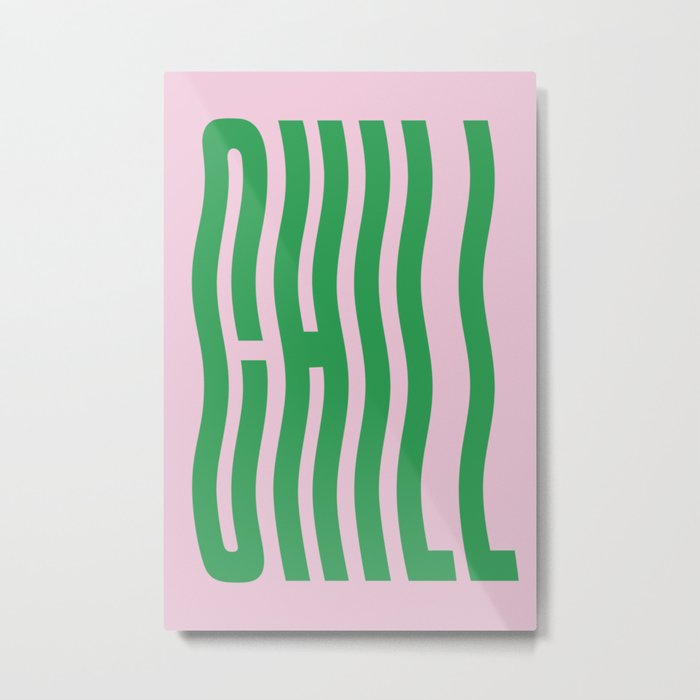 Chill Pink and Green Wavey Metal Print