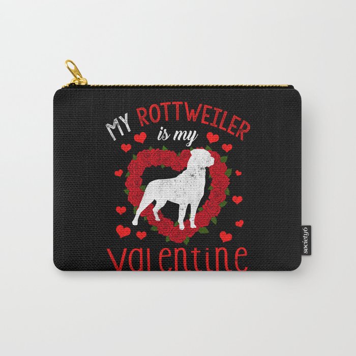 Dog Animal Hearts Day Rottweiler My Valentines Day Carry-All Pouch