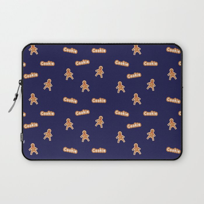 Christmas Ginger Bread Cookie Blue Print Decoration Laptop Sleeve