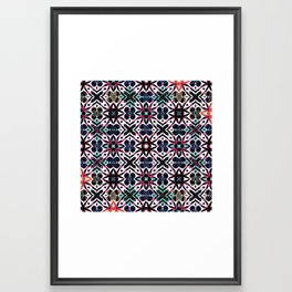 Seamless tile pattern in dark blue Framed Art Print