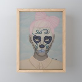 Sugar Skull Girl Pink Hair Framed Mini Art Print