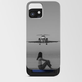 Steady As She Goes IV; aircraft coming in for an island landing black and white photography photographs photograph iPhone Card Case