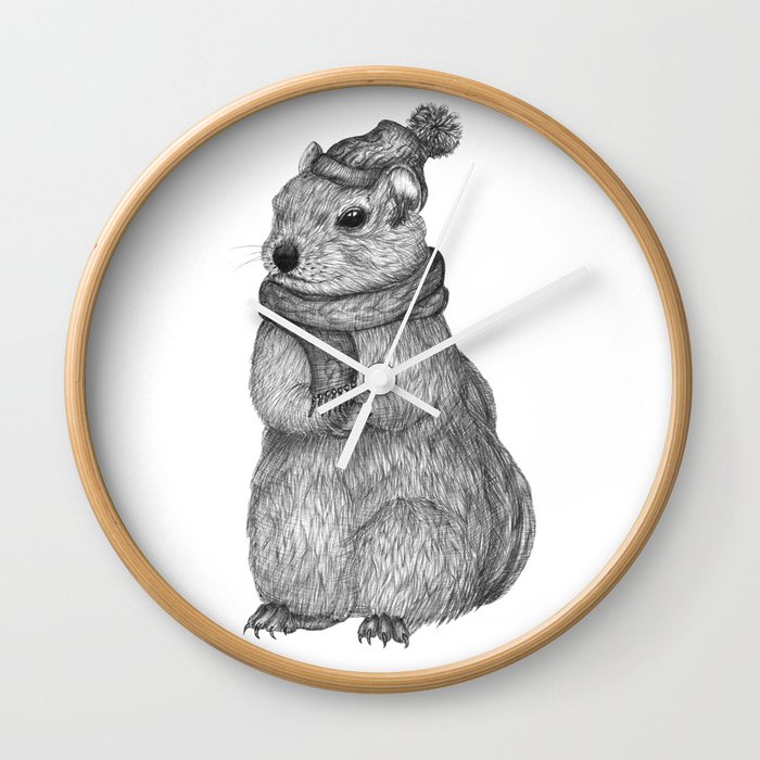 Chipmunk on a Chilly Day Wall Clock