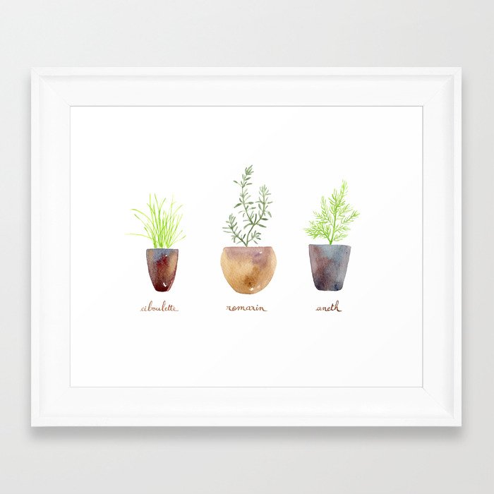 Chives, dill and rosemary Framed Art Print