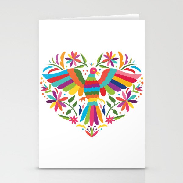 Mexican Otomí Heart Design by Akbaly Stationery Cards