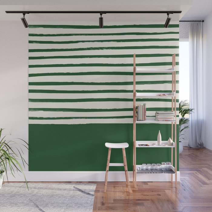 Holiday x Green Stripes Wall Mural