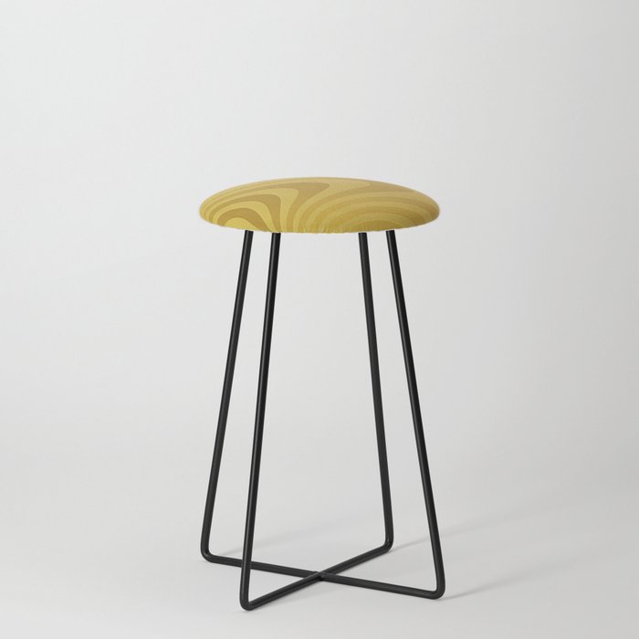 Yellow Color Zebra Line Pattern Counter Stool