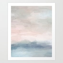Blush Pink Mint Sky Baby Blue Abstract Ocean Sky Sunrise Wall Art