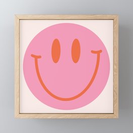 Pink and Orange Smiley Face Framed Mini Art Print