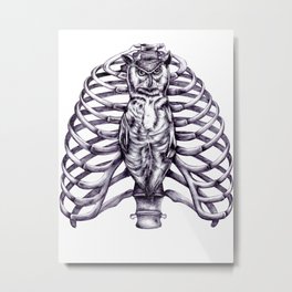The owl is wise and proper Metal Print | Animal, Illustration, Nature, Black and White 