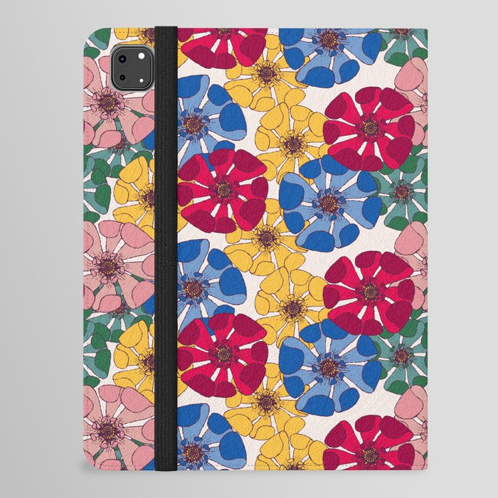 magenta blue yellow poppy floral arrangements iPad Folio Case