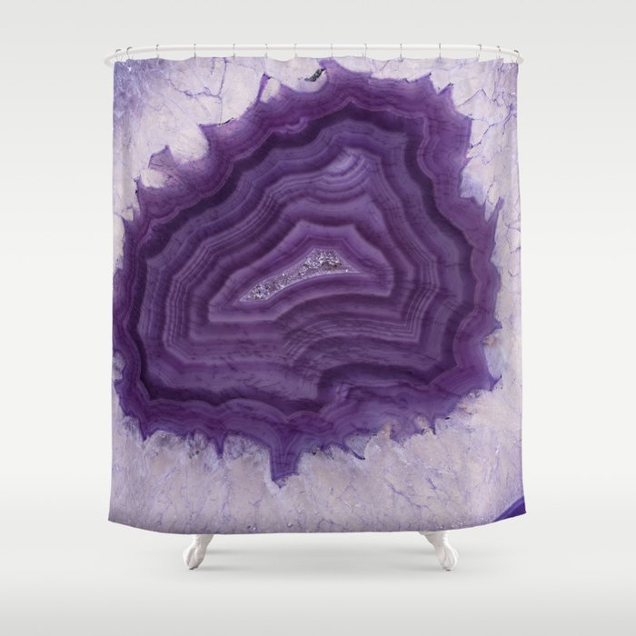 Purple Agate and crystals Shower Curtain