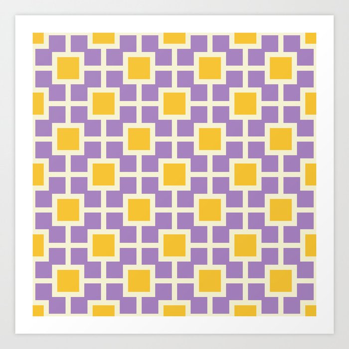 Classic Hollywood Regency Pattern 777 Lavender and Yellow Art Print