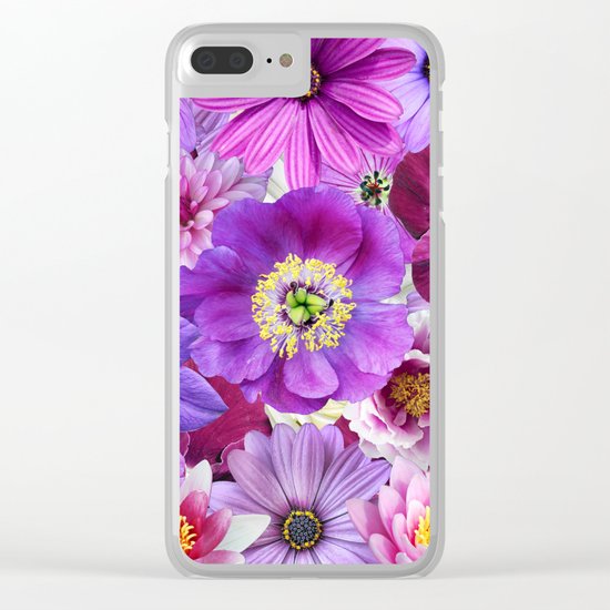 PURPLE FLOWERS Clear iPhone Case