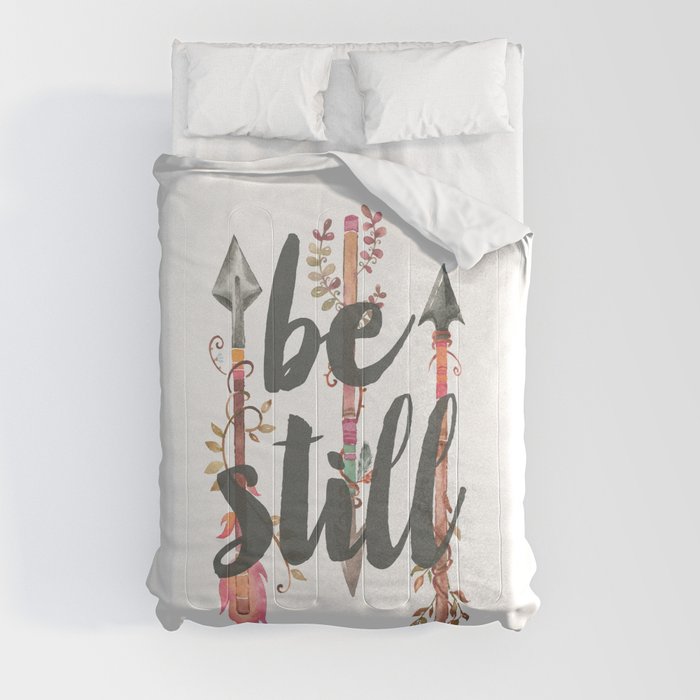 Be Still with Watercolor Feather Arrows Comforter