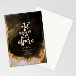 Ad Astra Per Aspera Black and Gold Motivational Art Stationery Card