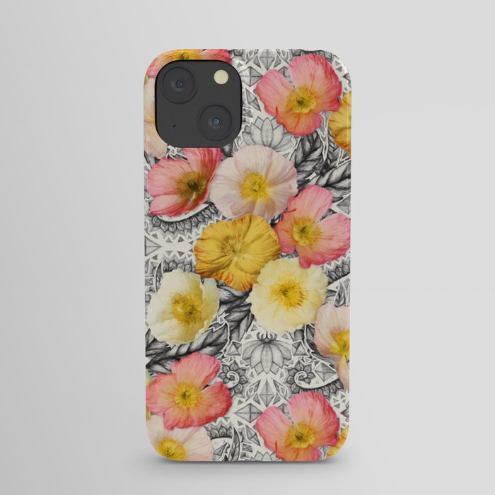 Collage of Poppies and Pattern iPhone Case