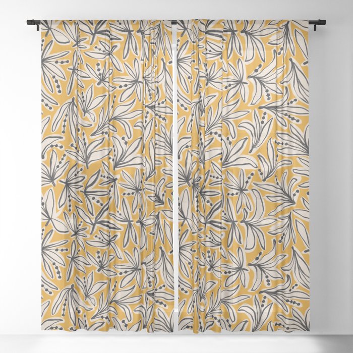 Lily Flower Pattern #2 Sheer Curtain