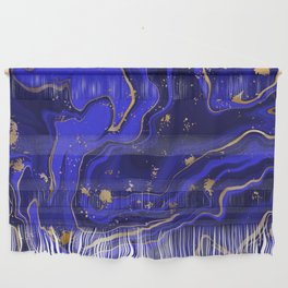 dark blue sky marble with gold veins foil shiny and beautiful Wall Hanging