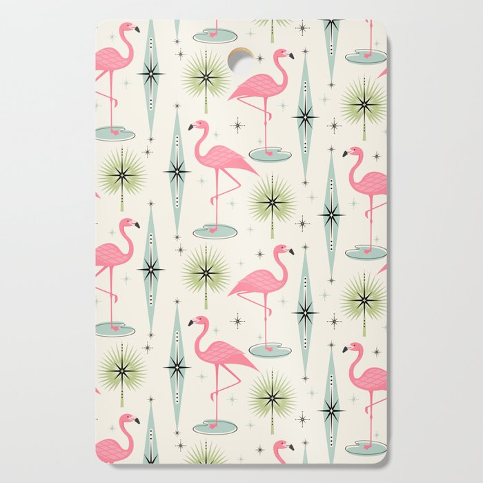 Atomic Flamingo Oasis - Larger Scale ©studioxtine Cutting Board