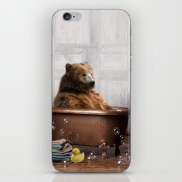 Bear with Rubber Ducky in Vintage Bathtub iPhone Skin