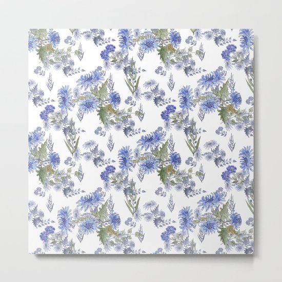 Watercolor floral pattern . 12 Metal Print
