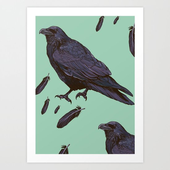 Mint Raven Art Print