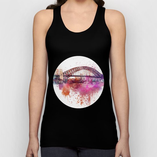 Sydney Harbor Bridge Watercolor Art Unisex Tank Top