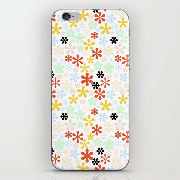 pastel yellow orange eclectic daisy print ditsy florets iPhone Skin