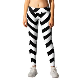 Simple Chevron Pattern - Black & White - Mix & Match with Simplicity Leggings | Graphicdesign, Retro, Trendy, Pattern, Geometrical, Stripes, Black, Abstract, Simple, Boho 