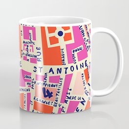 paris map pink Coffee Mug | Curated, Graphic Design, Street, Ink Pen, City, France, Road, Paris, Drawing, Map 