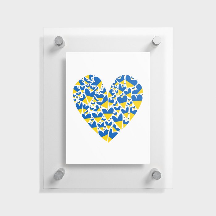 Ukraine Flag in Hearts Floating Acrylic Print