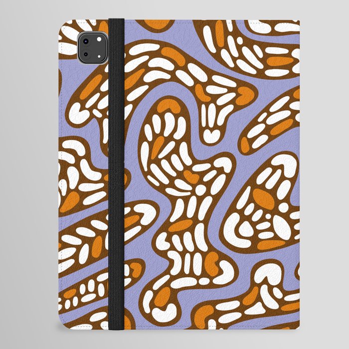 Abstract Organic Pattern in Lilac, Orange, Reddish Brown and White iPad Folio Case