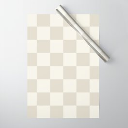 Checkerboard Check Checkered Pattern in Mushroom Beige and Cream Wrapping Paper