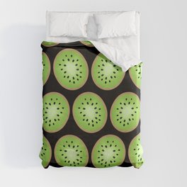 Kiwi Pattern  |  Black Background Duvet Cover