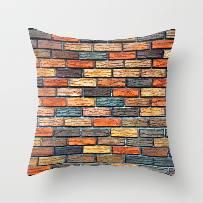 Colorful Wall Retro Trendy Collection Throw Pillow