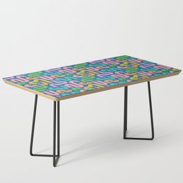 JELLY BEANS POSTMODERN 1980S ABSTRACT GEOMETRIC in BRIGHT SUMMER COLORS ON ROYAL BLUE Coffee Table