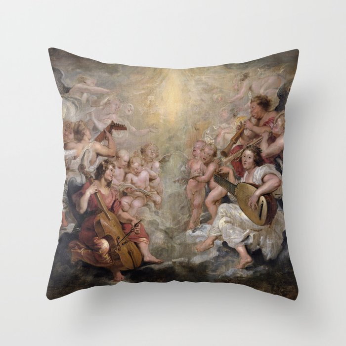 Music Making Angels - Peter Paul Rubens  Throw Pillow