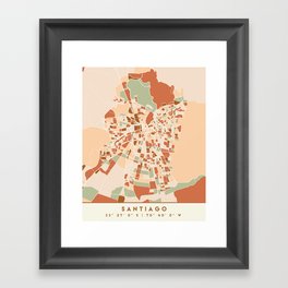 SANTIAGO DE CHILE CITY MAP EARTH TONES Framed Art Print