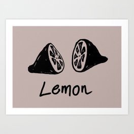 lemon in black Art Print