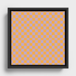 Retro vintage checkered: marigold and lavender  Framed Canvas